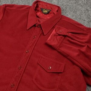 Vintage Lee Velour Shirt Mens XL Button Up 70s 80s Western Soft Red Velvet